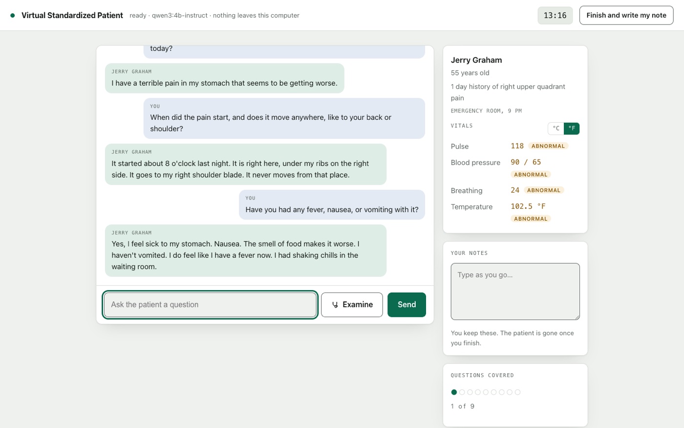 Virtual Patient Simulator consultation with Jerry Graham, 55