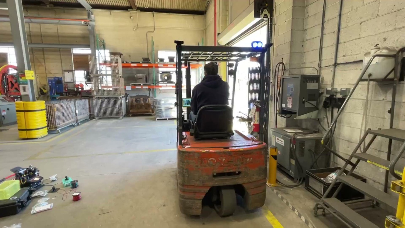 A pilot site: forklift with Canary in a warehouse