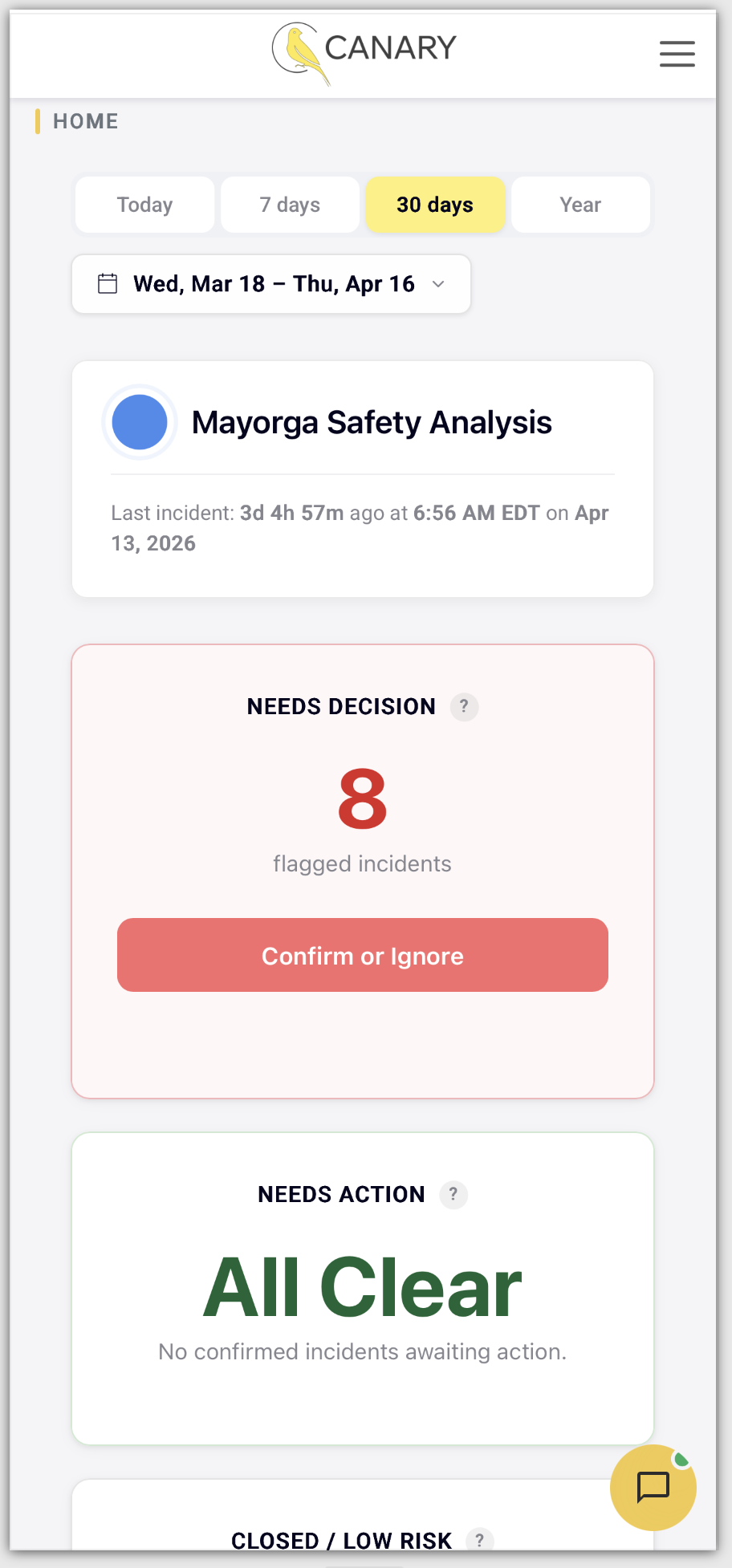 Event review: confirm, tag, and resolve